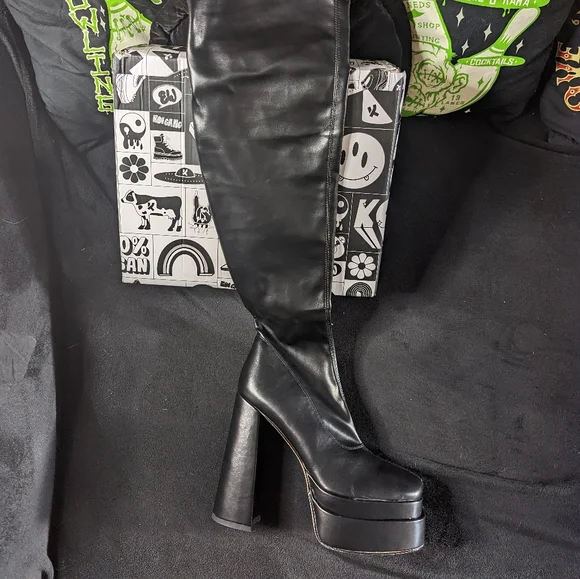 Koi Footwear Wide Leg Thigh High Boot Koi Guiltless Ghost Lace Up